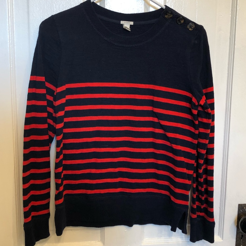 JCrew Jumper Navy with Red Stripes